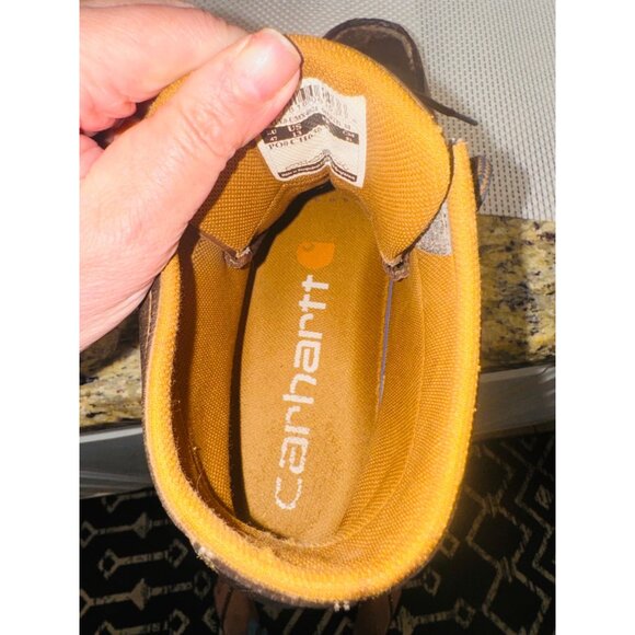 Carhartt CMX4023 Leather Work Boots Brown 13 Moc Soft Toe Lug Bottom Waterproof - Picture 4 of 13